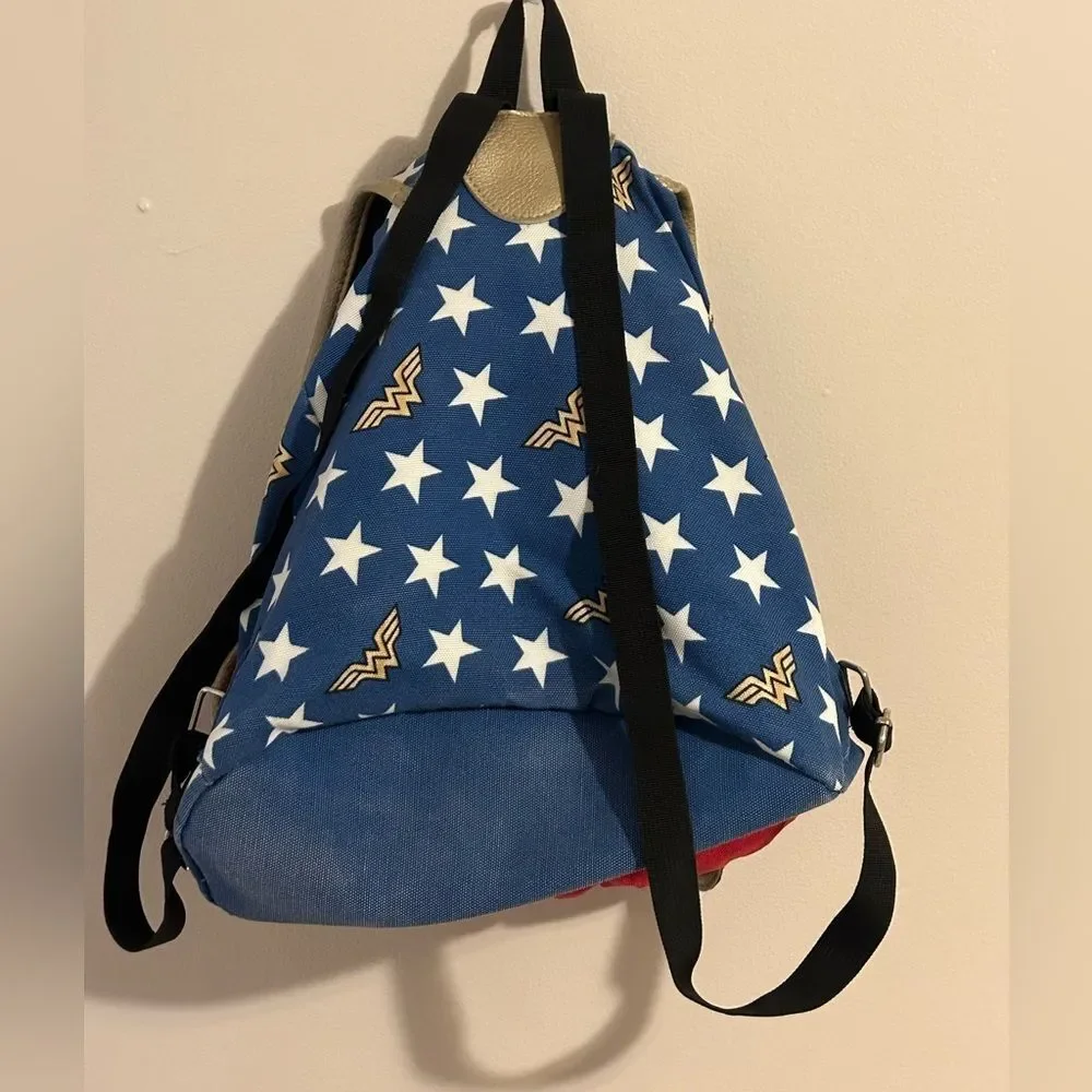 Wonder Woman Canvas Backpack DC Comics Originals Book Bag Red, Blue & Gold